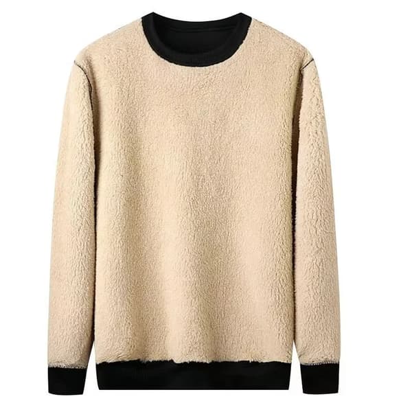 Herre Fleeceforet Langærmet T-shirt Varm Casual Top Efterår Vinter Koreansk Mode Black 2XL