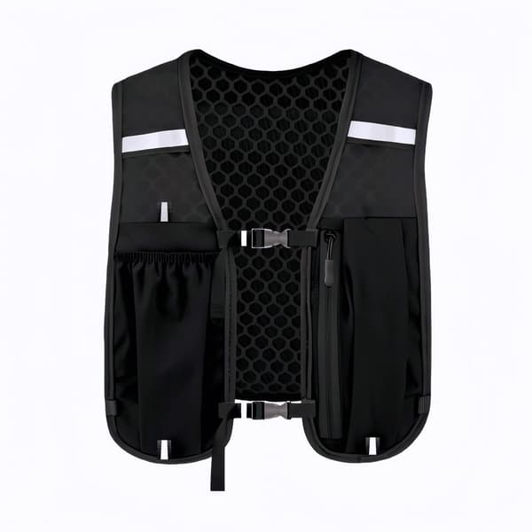 Unisex løpevest med refleksstriper og justerbar refleks-drikkepakke. Black