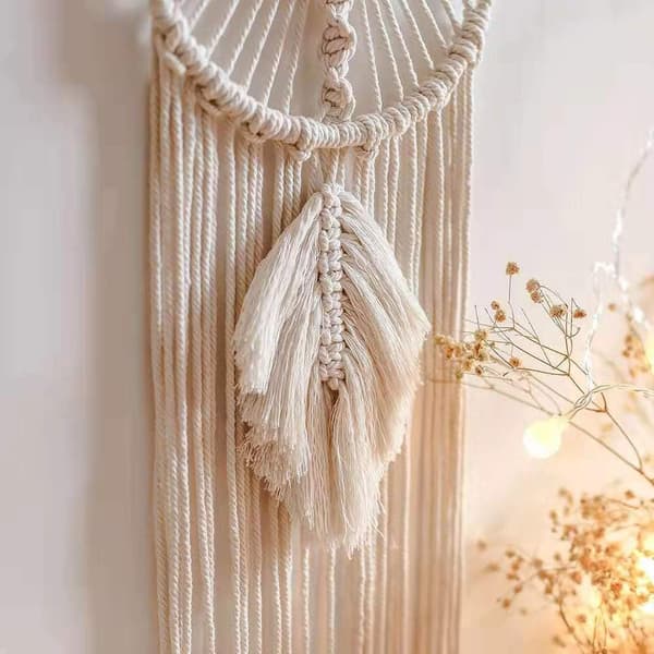 Stor Drømmefanger Boho Macrame Drømmefanger Bomuld Vævet Macrame Vægophæng