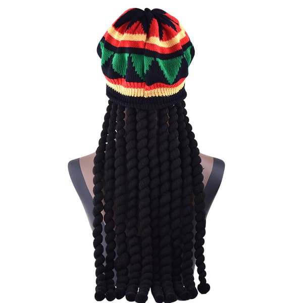 Rasta Dreadlock-mössa med flätor - Jamaicansk Reggae-keps - Cosplay Dreadlocks-mössa för Halloween-kostym