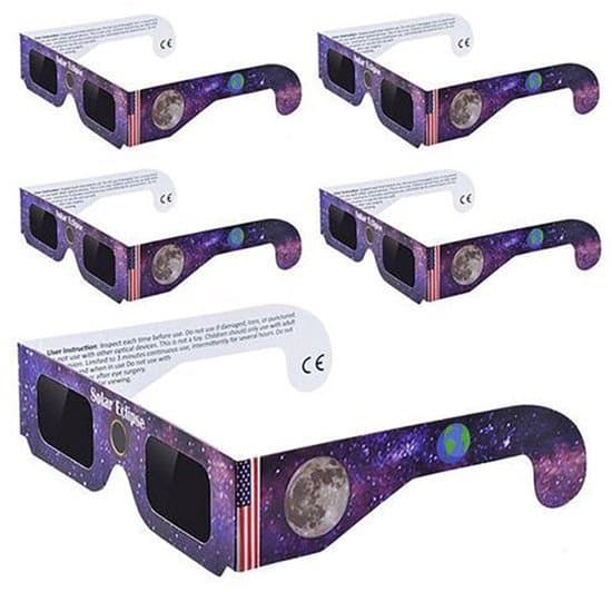 5-pack solförmörkelseglasögon 2026, ISO 12312-2 och CE-certifierade solförmörkelseglasögon speciellt för ögonskydd Moon