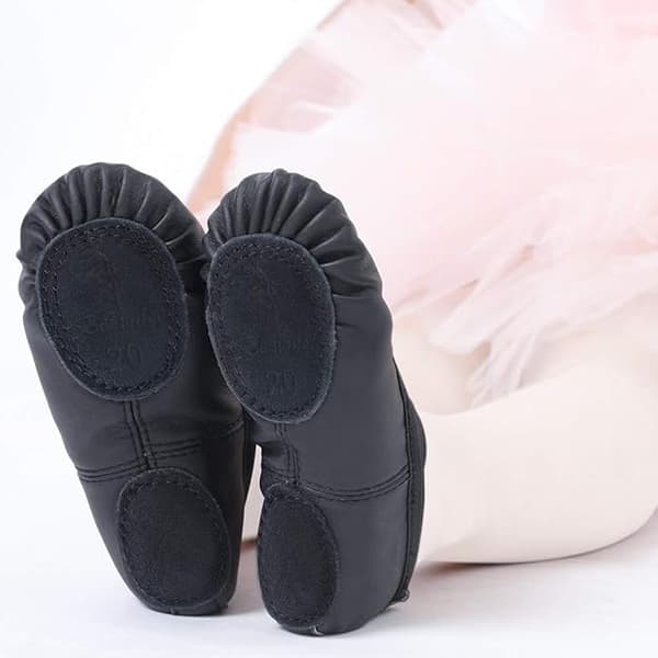 Balletsko i læder, balletsko, dansesko og sportssko med splitlædersåler, velegnet til børn og kvinder. black