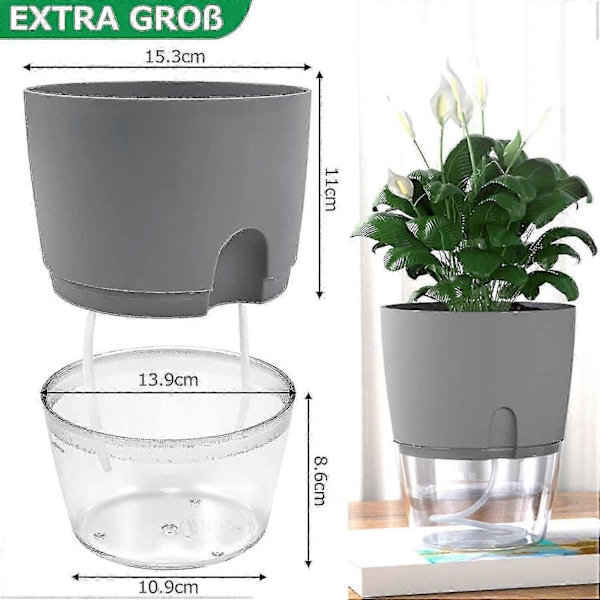 Yrttiruukku Keittiösetti Ikkunalauta Itsekasteleva Setti 3 Yrttipuutarha Keittiöön, 18,2x 11x 15,3 Cm Harmaa Xi{f154}