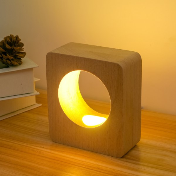 LED-bordslampa i trä, flera temperaturfärger, nattlampa i sovrummet, dimbar LED-belysning, liten bordslampa i vardagsrummet