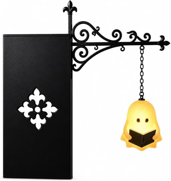Bibliotekslantern Dekorativ Bogreolbelysning med Varm LED Natlampe Ghost