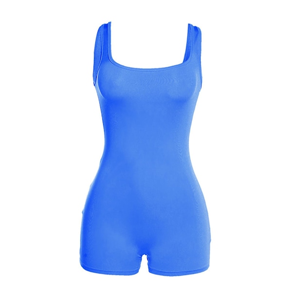 Hihaton yhden osan lyhyt playsuit urheilu jooga yhden osan playsuit urheiluun fitness treenivaatteet Sininen Blue S