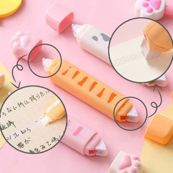 Kawaii Kattepote Penalhus med Viskelæder, Blyantspidser, Korrektionstape til Teenagepiger, Transparent Boks{F2}