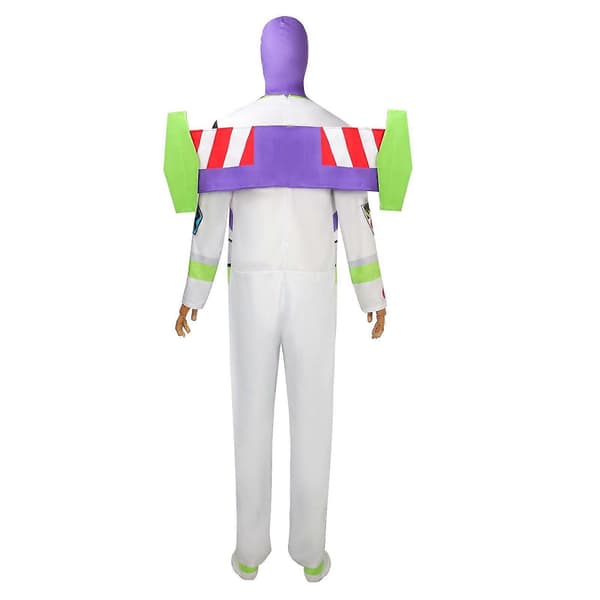 Buzz Lightyear-kostyme kompatibelt med voksne leker Space Ranger-heldress med vinger og hodeplagg S til 3XL Hvit White 2XL
