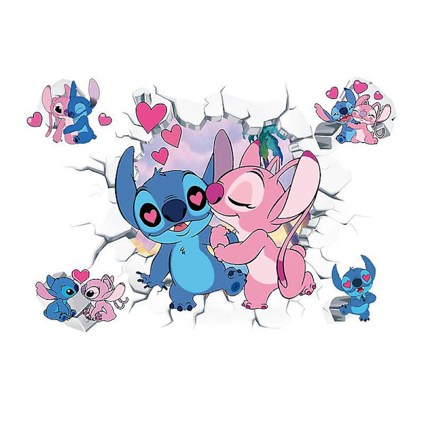 Stitch 3D seinätarrat lastenhuoneen graffitit itseliimautuvat lasioven tarrat sarjakuva juliste animoidut tarrat{f2}