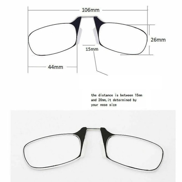 Bekvem nøglering Mini Næseklemme Læsebriller + Etui Thinoptics Styl Styrke 3