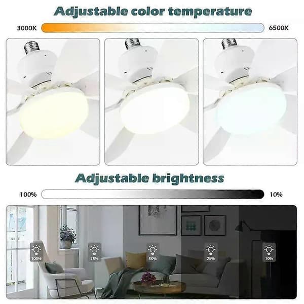 LED 30W takviftelys E27 med fjernkontroll for dimming, egnet for stue, arbeidsrom, husholdningsbruk 85-265V