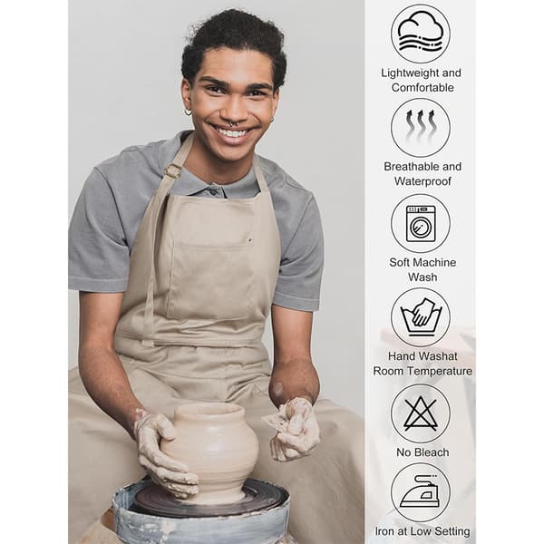 Lerretforkle med kryssrygg og delt bendesign – Justerbart arbeidsantrekk for keramikk, maling og restaurantbruk Black blue 2 pcs