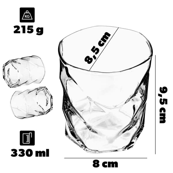 KADAX Glas för Whisky, Drycker, Juice, Vatten 330 ml Presentset med 2
