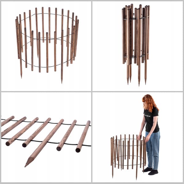 KADAX Palisade Havekant 230 cm Træhegn, Indslået, Brun