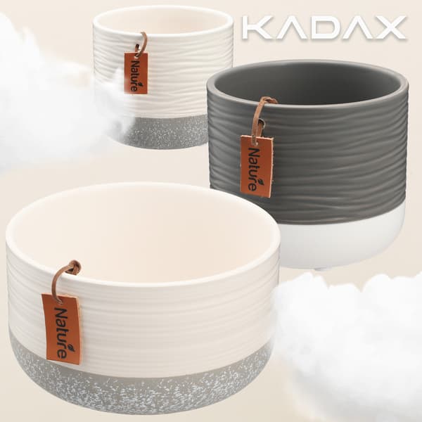 KADAX Keramik Urtepotte, Urtepotte, Rund, 12 cm, Grå