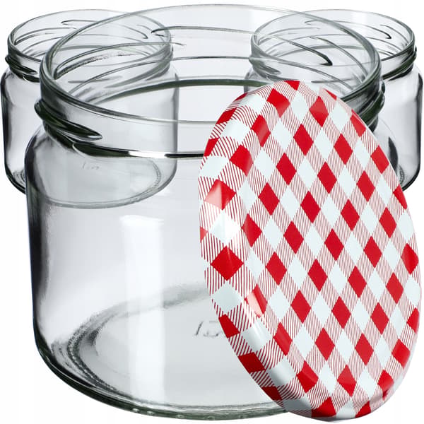 KADAX Sonka muurauspurkit 330ml 10kpl 82mm + "Red Grid" kansi