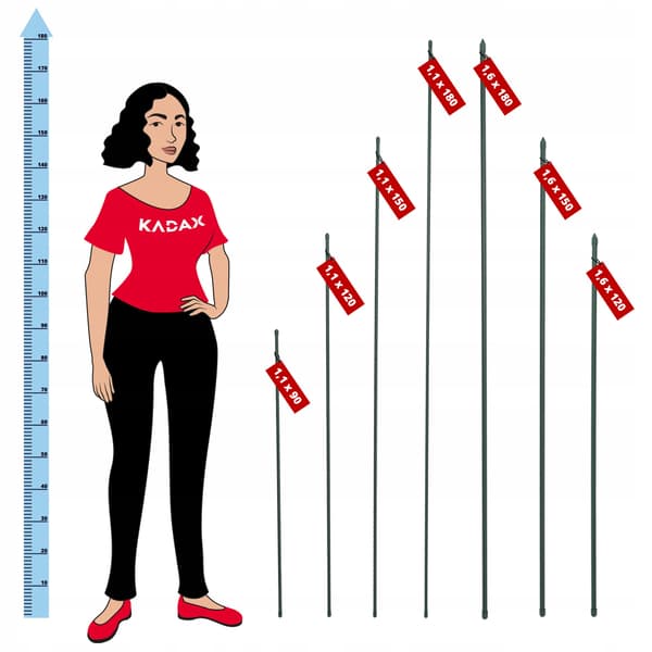 KADAX Växtstödstång Tomatpåke 120 + 180 cm 11 mm 20 st
