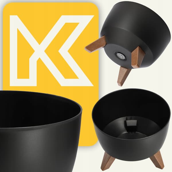 KADAX Urtepotte 24 cm Låg + Indsatsben Blomsterfod Sort