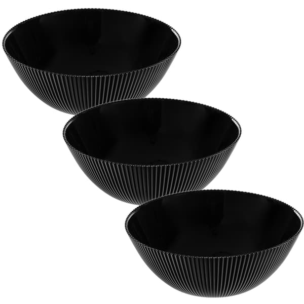 KADAX Salladsskål 20cm Glas För Soppa Snacks Svart Räfflad Set Om 3