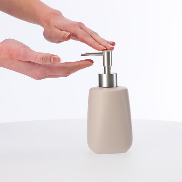 KADAX Tvålpump för flytande tvål 400ml beige keramikbehållare 2 st
