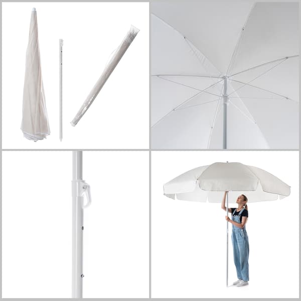 KADAX Haveparasol til Balkon Terrasse 220 cm Stor Strand Foldbar + Overtræk