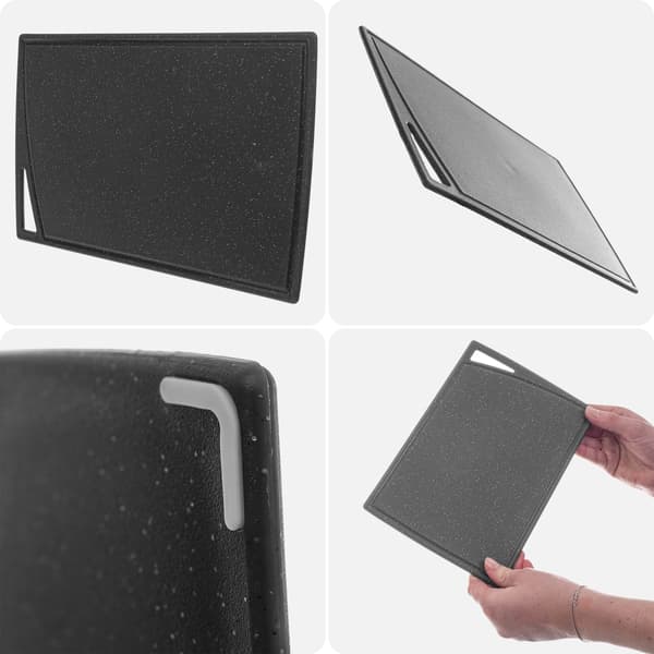 KADAX Plast skärbräda för kök halkfri svart bricka 24,5x16 cm