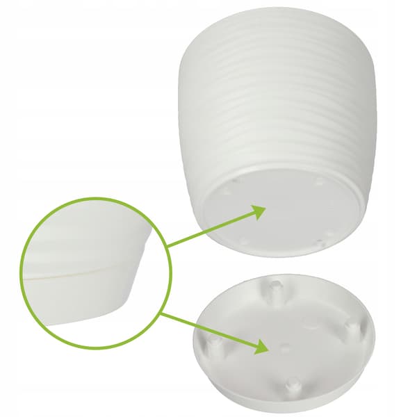 KADAX Urtepotte 13 cm Rund Plastik Urtepotte Hvid
