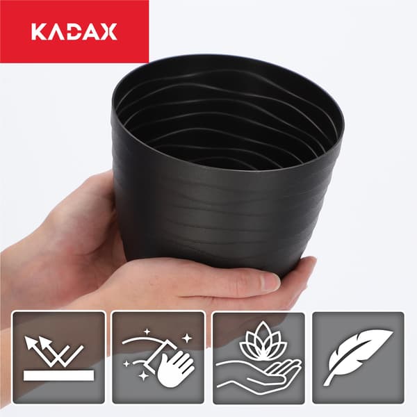 KADAX Urtepotte Plastikpotte til Blomster og Planter Sort Rund 15 cm