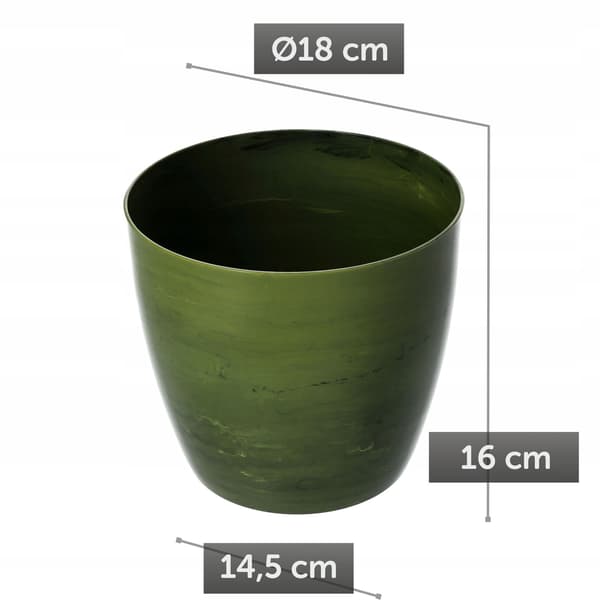 KADAX Urtepotte Plastik Urtepotte Låg 18cm Til Blomster Grøn Marmor Blomsterfod