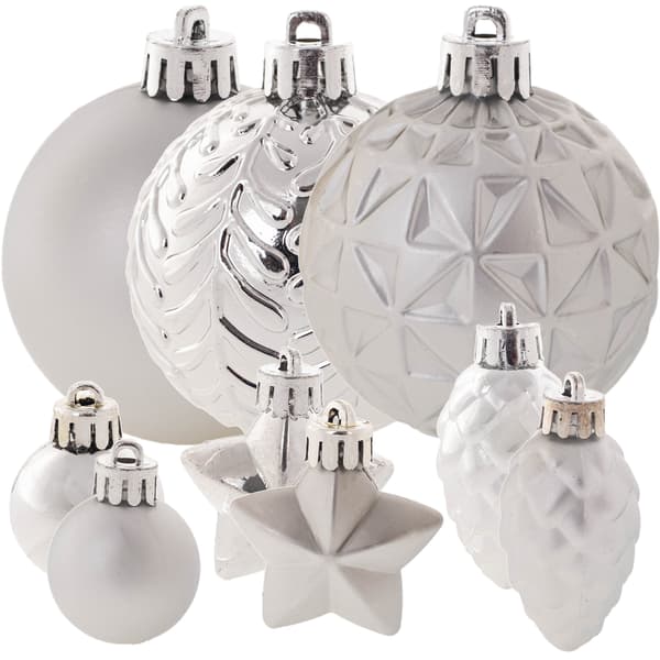 KADAX Splittersäkra Julgranskulor Silver Julgransprydnader Set med 60