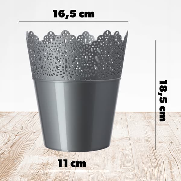 KADAX Urtepotte, Urtepotte, Låg, Høj, Plast, 16,5 cm, Grå