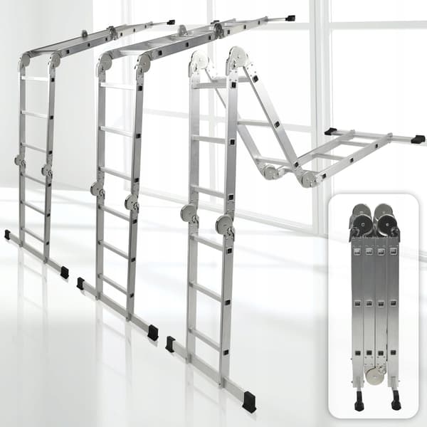 KADAX Aluminium Husholdningsstige 4x3 Foldbar Multifunktionsstige 150kg
