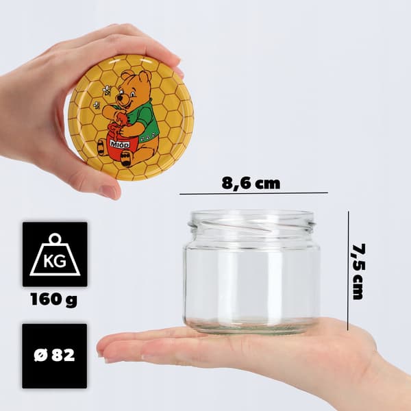 KADAX Sonka muurauspurkit 330ml 10kpl 82mm + kannet "Honey"