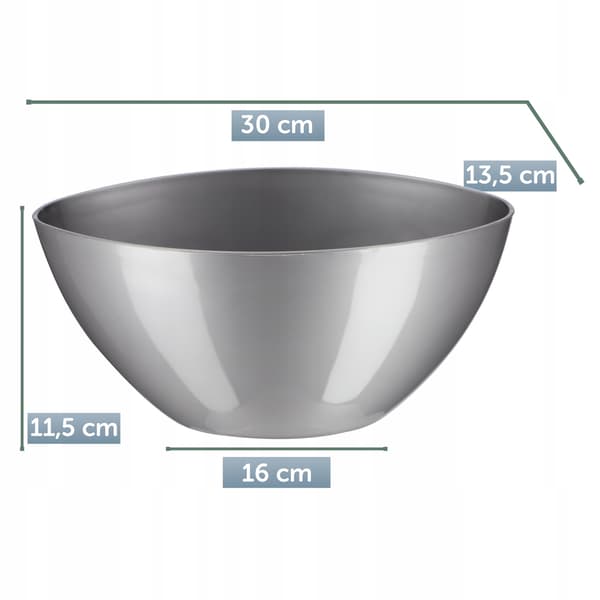 KADAX Urtepotte 30cm Oval Urtepottedæksel Plastik Sølv