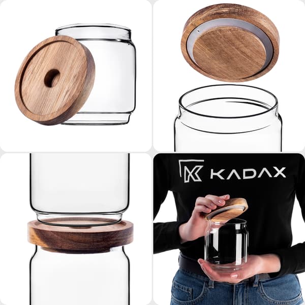 KADAX Glasbehållare för kryddor och örter med lock, burk 450ml