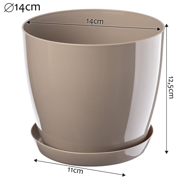 KADAX Urtepotte med Underkop Plastlåg 14cm Beige Urtepotte Kadax