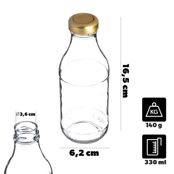 KADAX lasipullo 330 ml pullot viinille, likööreille, pontikkapulloille, Kubuś-korkit 10 kpl