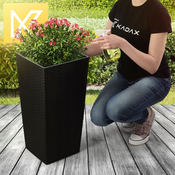 KADAX Urtepotte Havepotte med Blomsterindsats Stor Høj 29x57 cm Sort