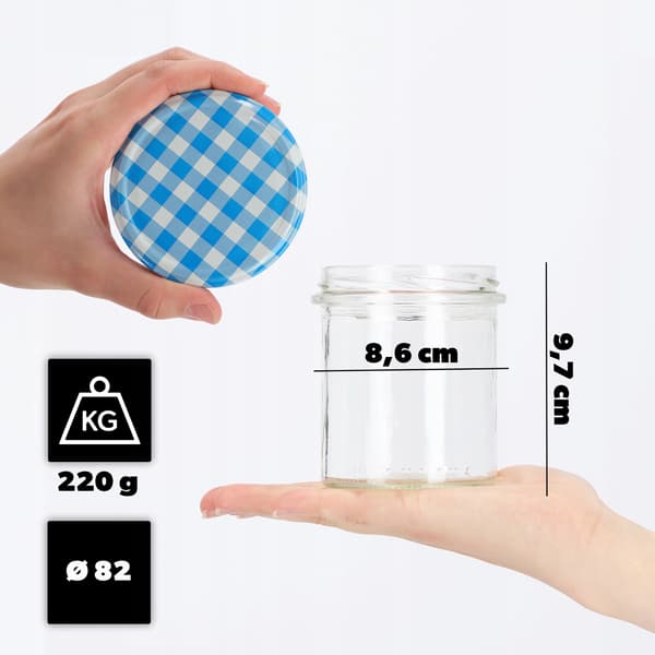 KADAX Avila muurauspurkit 350ml 50kpl 82mm + "Blue Lattice" kansi