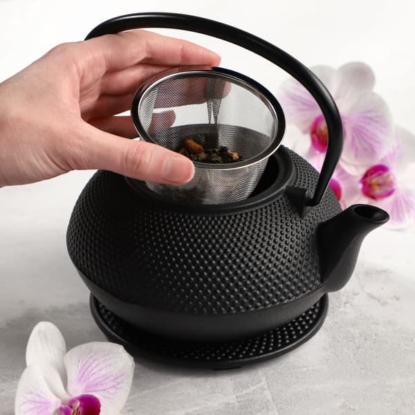 KADAX urtete-infuser støbejerns tekande 850ml kande + 2 kopper sort