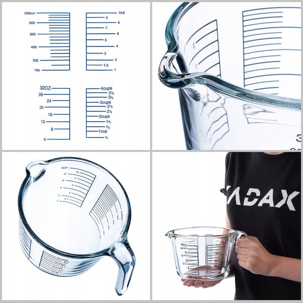 KADAX Köksmåttkanna 1L Med Måttskala Glasbehållare