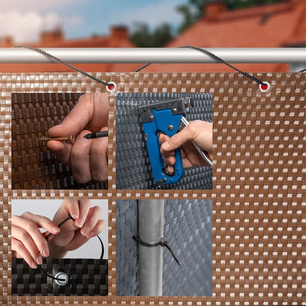 KADAX Technorattan balkonmåtte 0,9x1M sort premium specialfremstillet balkonmåtte