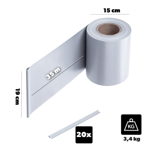 KADAX Hegnsafdækningstape til hegnspaneler, Hegn, UV-beskyttelse, 20 klips, 19x35M