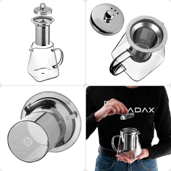 KADAX 650 ml värmebeständig tekanna i glas med teinfusionsrör för örtte