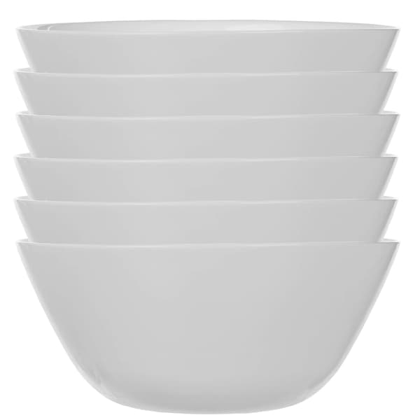 KADAX salatskål 18 cm glasskåle til suppe og snacks sæt hvid 6 stk.