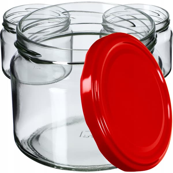 KADAX Sonka muurauspurkit 330ml 10kpl 82mm + punaiset kannet