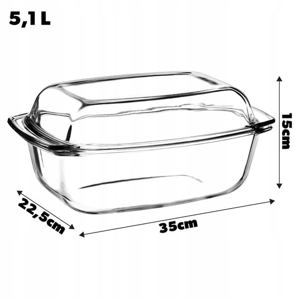 KADAX 5,1L Rektangulär Ugnsform i Glas med Lock