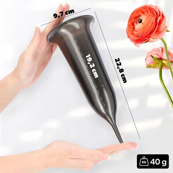 KADAX Vaseflaske til kirkegårdsgravsten 23 cm grafitgravsten til blomster