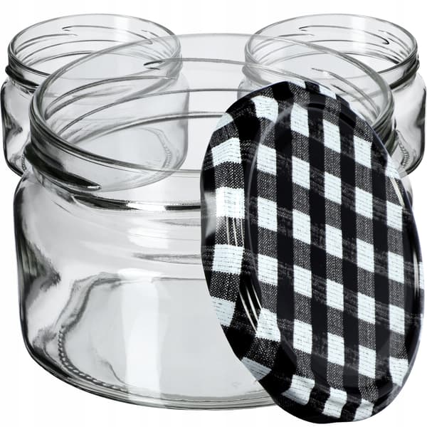 KADAX Denia purkituspurkit 250ml 10kpl 82mm + kansi "Black grid"
