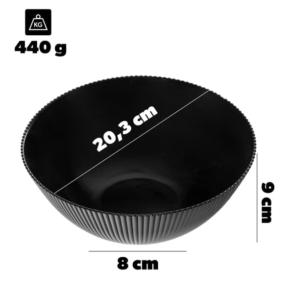 KADAX salatskål 20 cm glas til suppe, snacks, forretter, sort, rillet